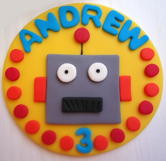 Fondant Cake Topper - Robot Il_570xn
