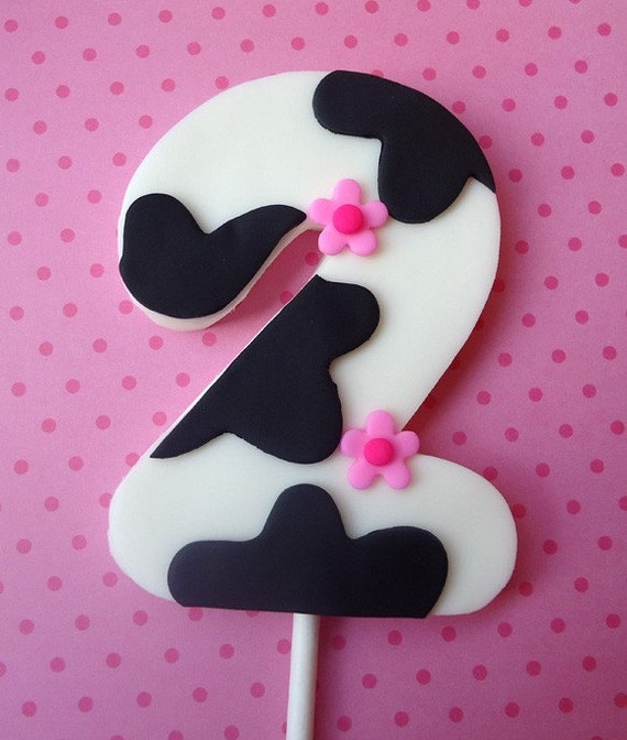 Items similar to Fondant Cake Topper - Number, Age - Cow Print on Etsy