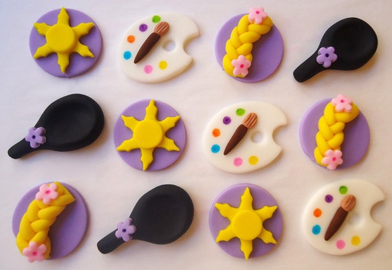 Edible Rapunzel Cupcake Toppers - Fondant Cupcake Toppers - Long Haired Princess Il_570xn