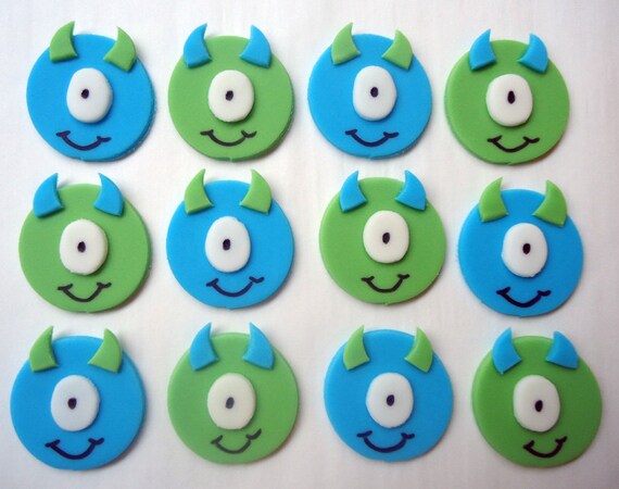 Edible Cupcake Toppers - Little Monster Fondant Cupcake Decorations Il_570xn