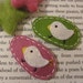 NO SLIP Wool felt hair clip -Set of 2 chick -mini -sage green / old pink