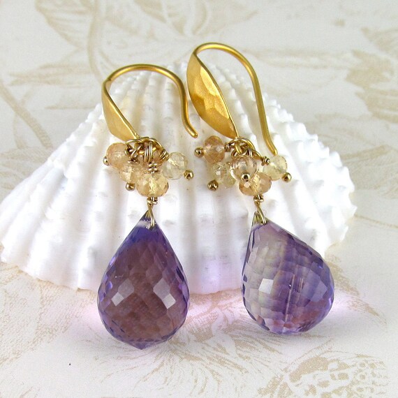 Ametrine earrings handmade 24k gold vermeil by envydesignsjewelry