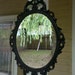 Ornate Oval Mirror in Vintage Metal Frame - 17 x 12 inch Handpainted Brass in Jet Black