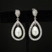 STERLING SILVER bridal wedding swarovski teardrop white pearl with cubic zirconia deco 925 silver teardrop post- Free US Shipping