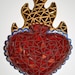 SALE - Sacred Heart, Mosaic Art, Wall Art, Red, Royal Blue, Gold, Glass NOW 75 DOLLARS.