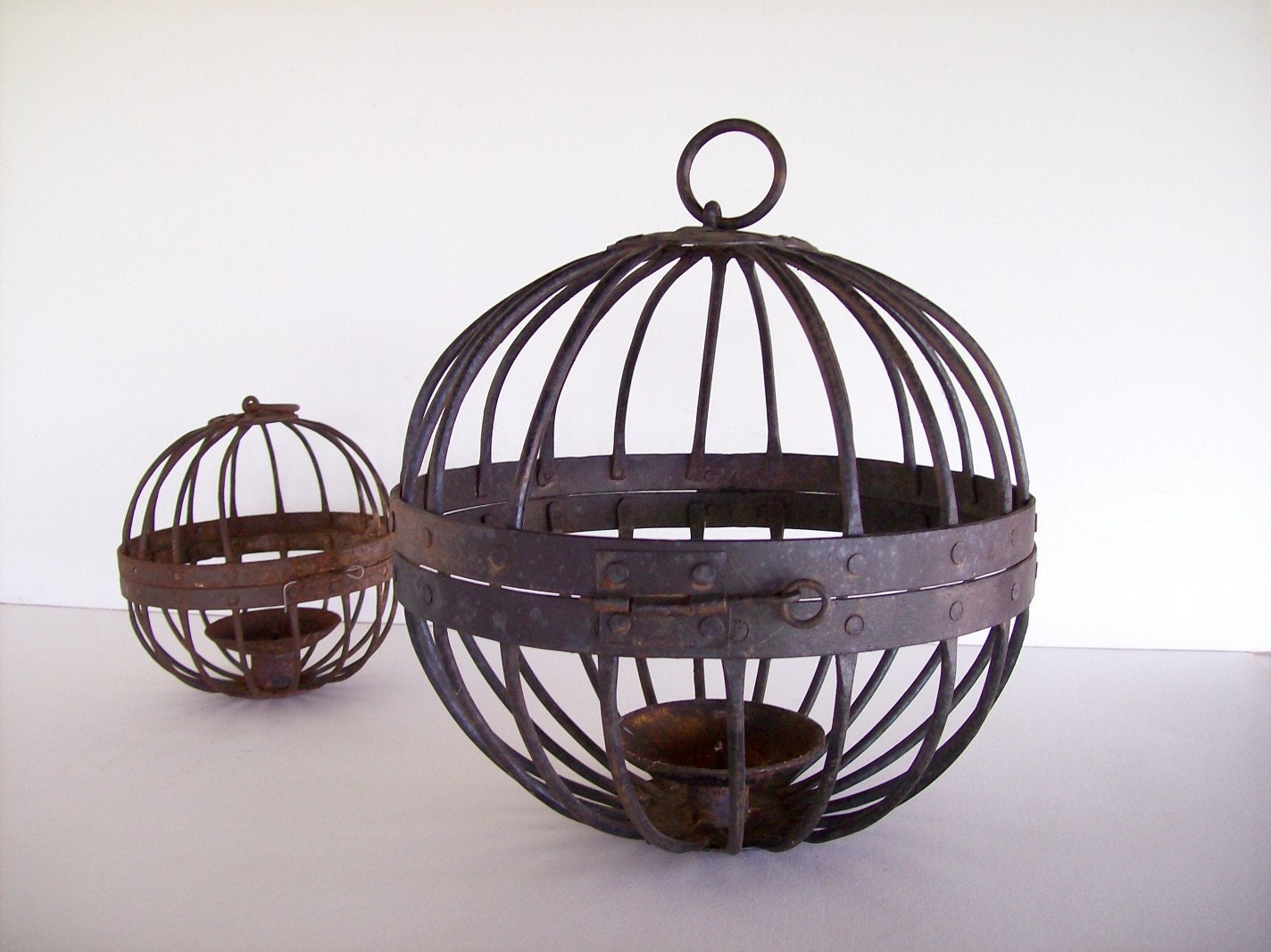 Old Rusty Cage Candle Holder by realjunk on Etsy