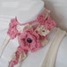delicate pink and cream crochet lariat