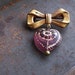 50% OFF CLEARANCE SALE... Wine Dahlia.... vintage bow and heart brooch....