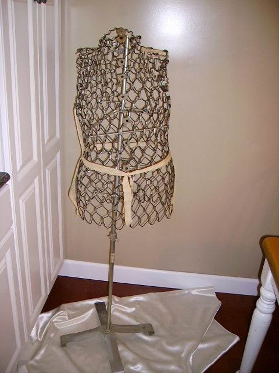 Vintage Wire Mesh Dress Form on Stand My by huntwoodantiques