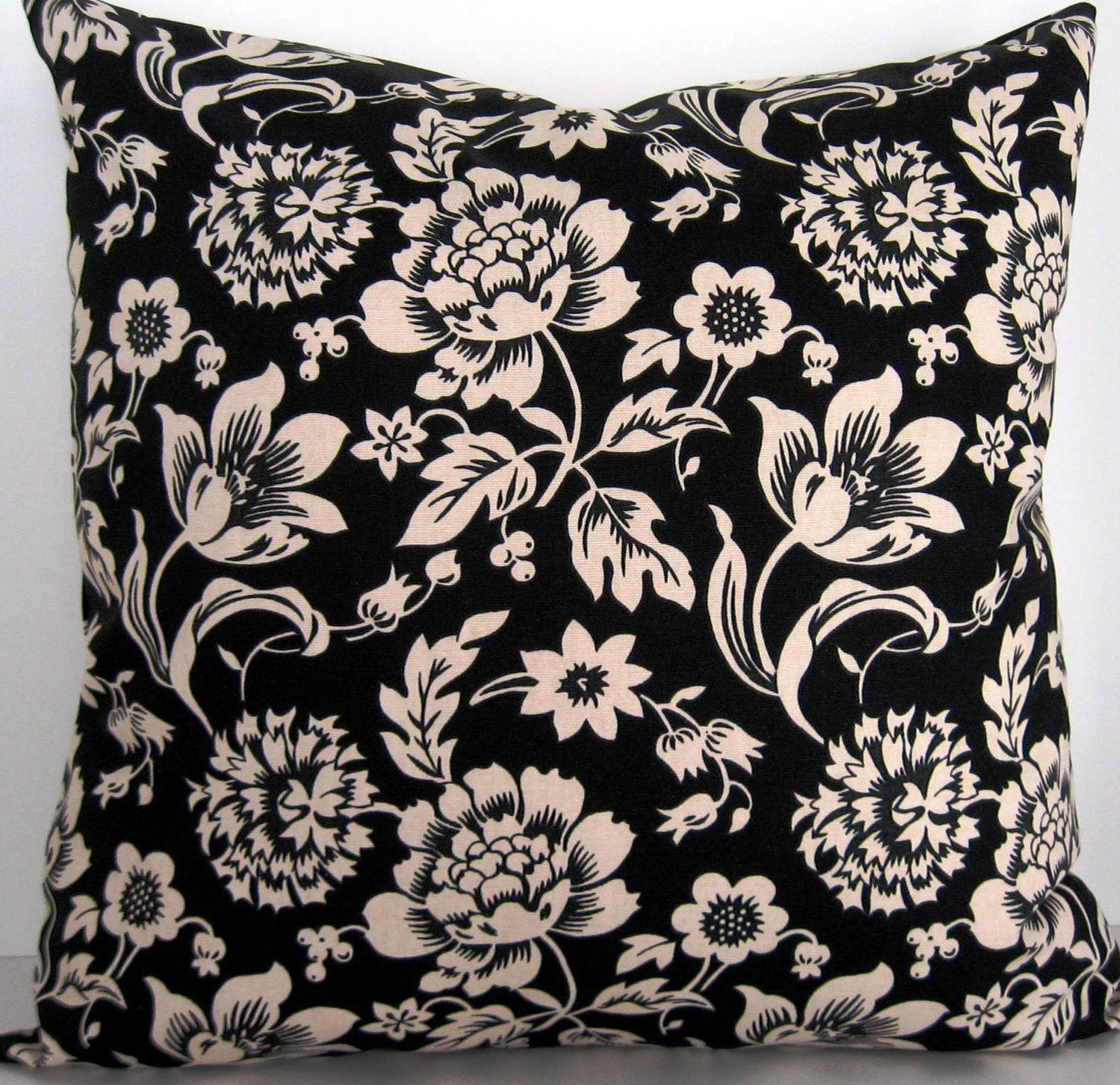 Black and White Floral Pillow CoverReversible20