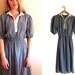 SALE -- vintage 1970s Blue and White Gingham Print Picnic Cotton Prairie Dress -- S