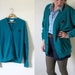 vintage 1980s Teal Izod Button Unisex Sweater Cardigan -- M/L/XL