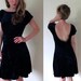 vintage 1990s Crushed Midnight Blue Velvet Dress with Scoop Back and Roses -- S