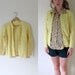 vintage 1960s Lemon Yellow Pointelle Dainty Granny Button Sweater Cardigan -- XS/S