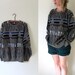vintage 1980s Grey Abstract Print Oversized Sweater -- M/L