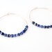 Dark Blue and Black Beaded Hoop Earrings - Gold