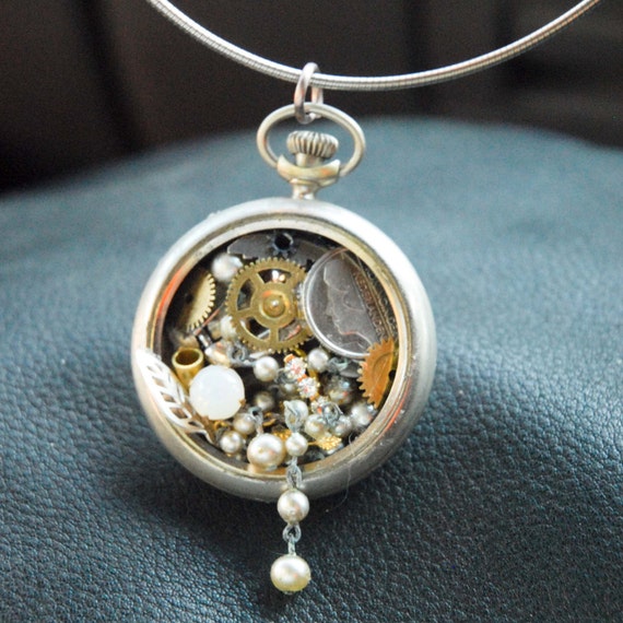 Steampunk Watchworks with Jewels Vintage Pearls and by Zoftigdoll