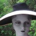 Fab Vintage 1940s Big Wide Brim Black N Cream Hat With Bows