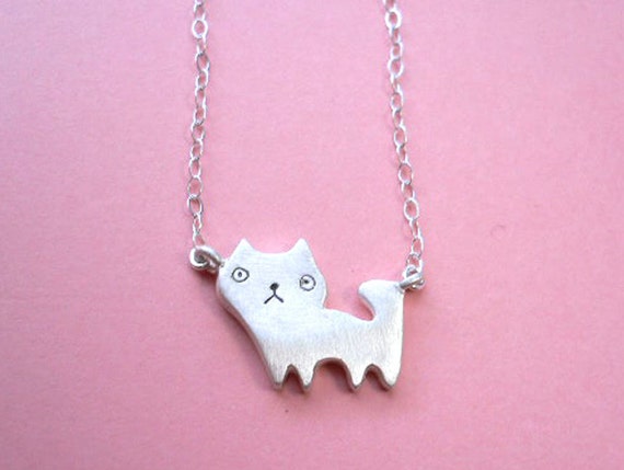 Items similar to Tiny Cat Pendant - Animal Silver Necklace on Etsy