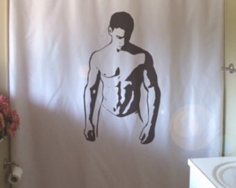 topless guy shower curtain sexy towel dude nude gay man male hot bare chest bathroom decor bath curtains custom size long wide waterproof
