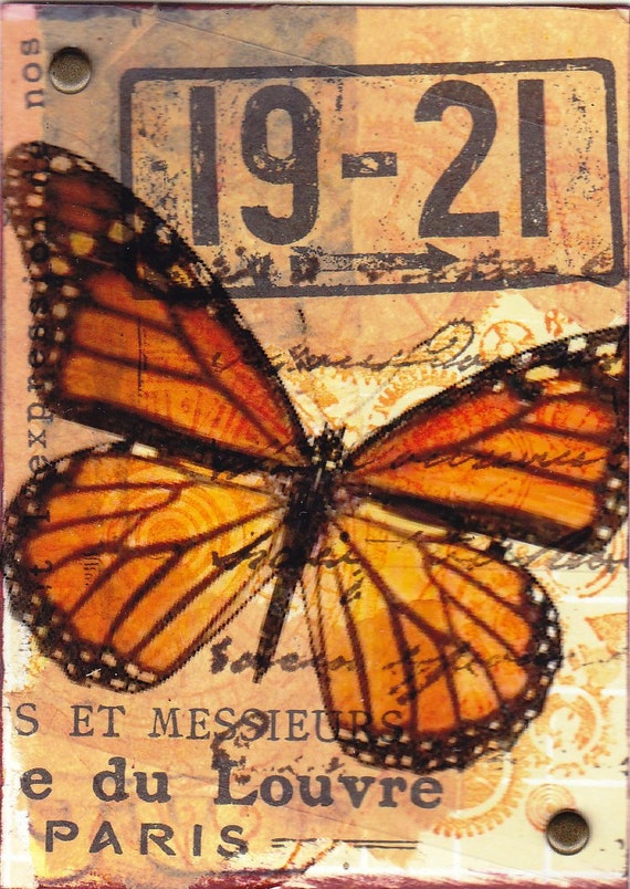 Original mixed media ACEO - French butterfly