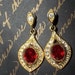 Vintage Earrings Roman Ruby Red Crystal Earrings - bridal, wedding, special occasion