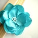 STORE CLOSING Tiffany Blue Satin Hair flower clip brooch dress sash clutch Prom- Handmade Flower