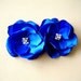 Royal Blue Shoe Clips Satin Flowers with Rhinestone Center Handmade customize your color