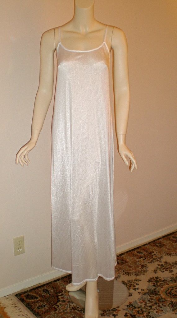 White Maxi Length Simple Slip Adjustable Straps Nylon Tricot