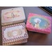 9 tins for crafting - small tins with hinged lids - beautiful graphics - reclaimed, recycled, repurpose, gift tins
