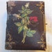 empty antique tintype CDV album - leather cover with embossed ROSE motif - has damage, great for altered art, paper arts, heritage art