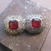 RESERVED for jackie - SALE - vintage brooch - potmetal with red and clear rhinestones