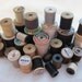 vintage thread - 32 wooden spools - BLACK and NEUTRALS