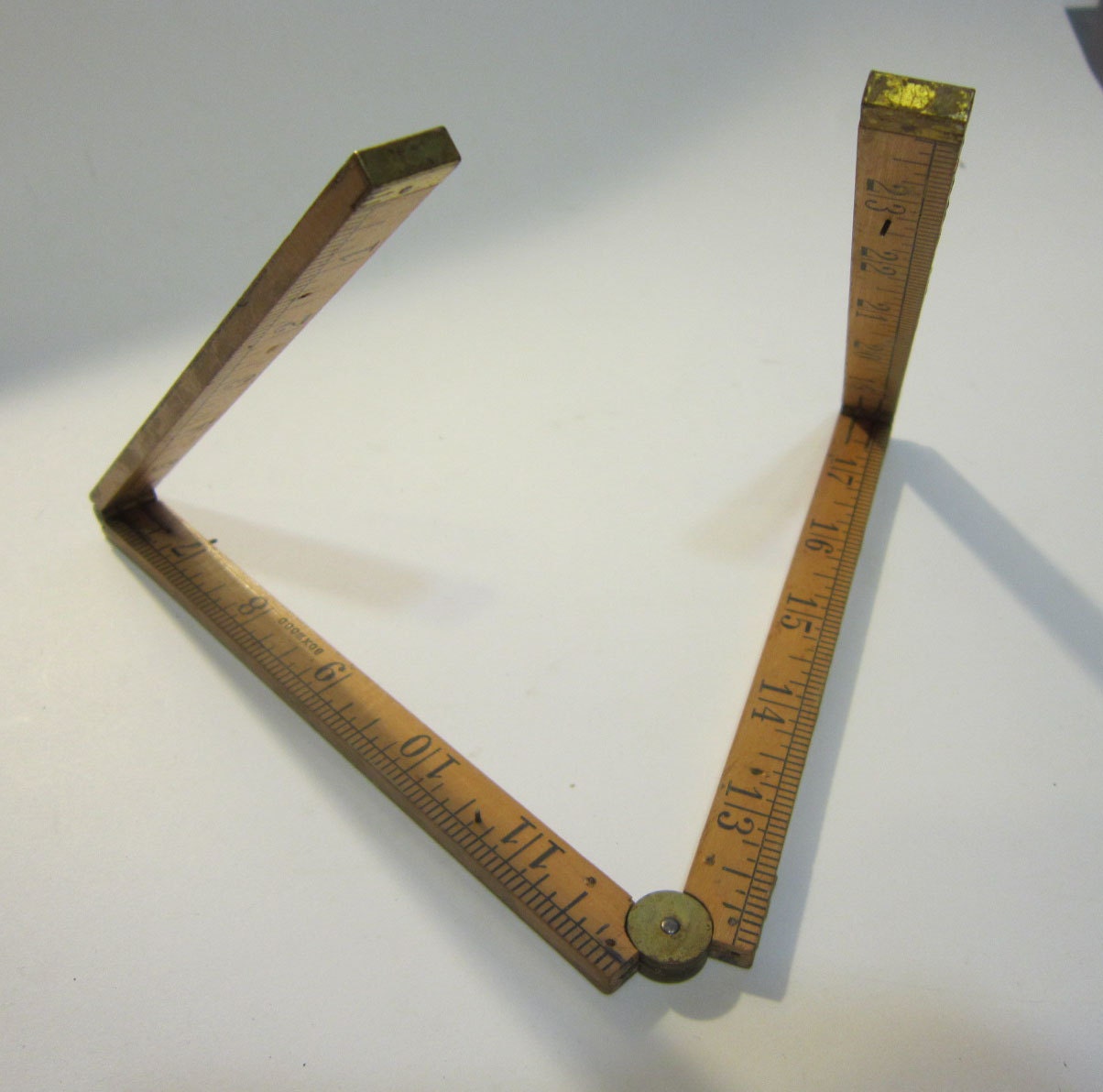 SALE vintage folding wooden ruler metal wood 24 inches