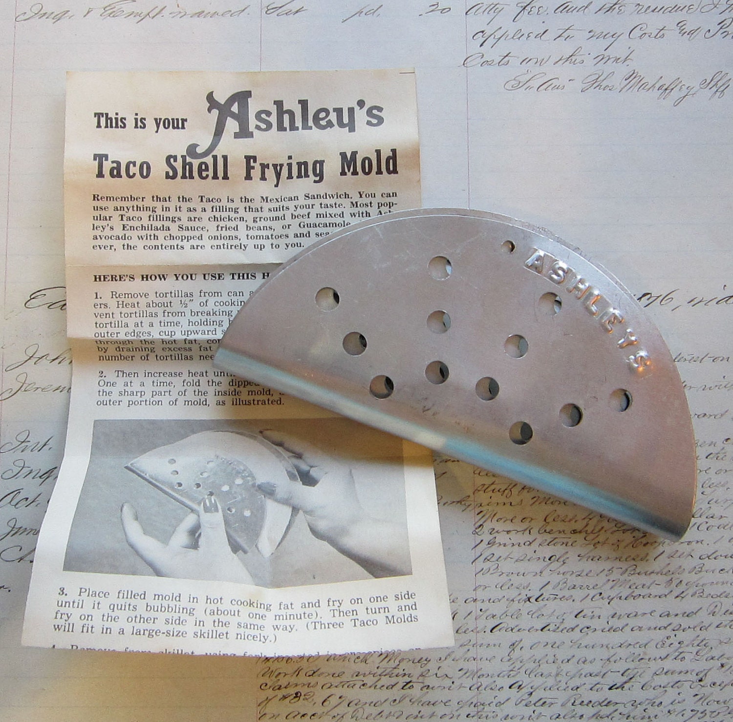 vintage TACO shell frying mold aluminim