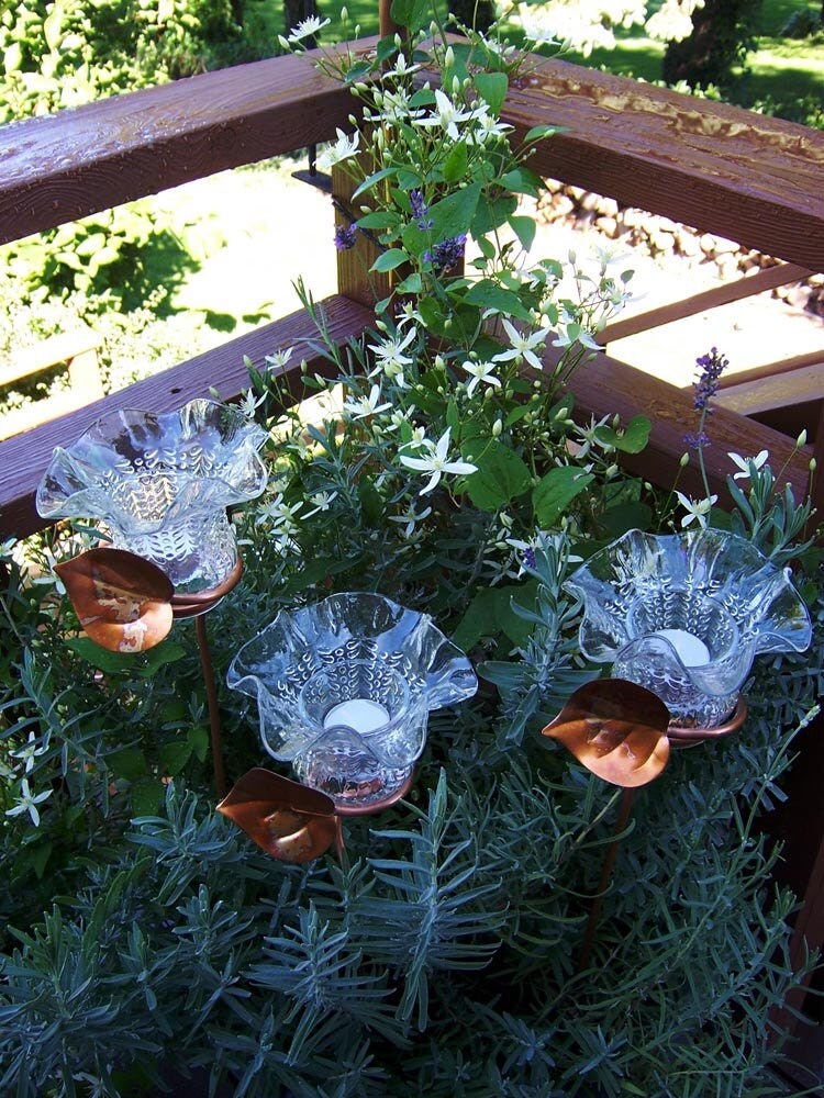 Candle Light Garden Light Patio Light Stake by CopperGardenStudio