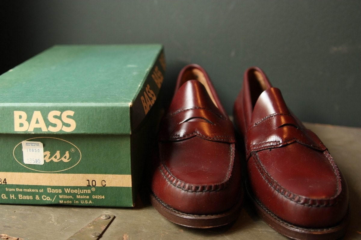 Vintage 1980s Bass Weejuns Penny Loafers Mens Size 10 2246