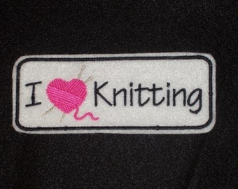 I heart knitting (embroidered) iron on patch