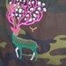 camo canvas bag with embroidered deer and flowers on antlers