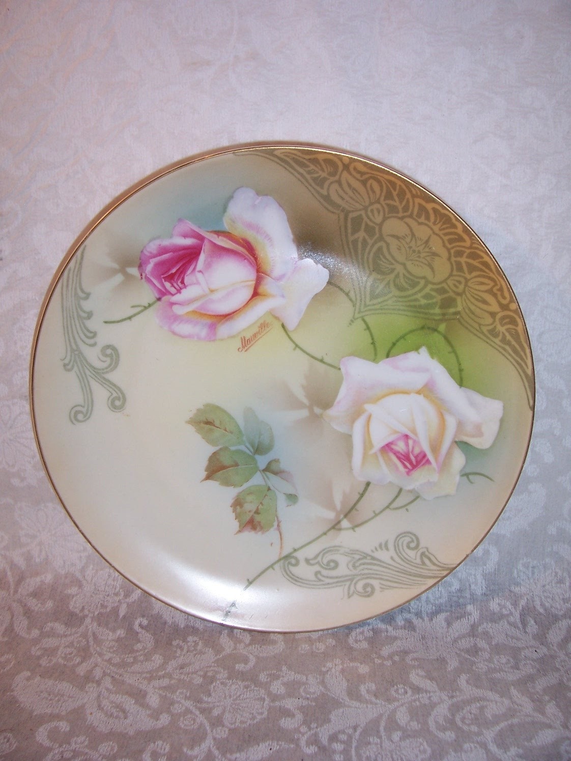 Antique P.S.A.G. Hand Painted Plate made in Bavaria Signed