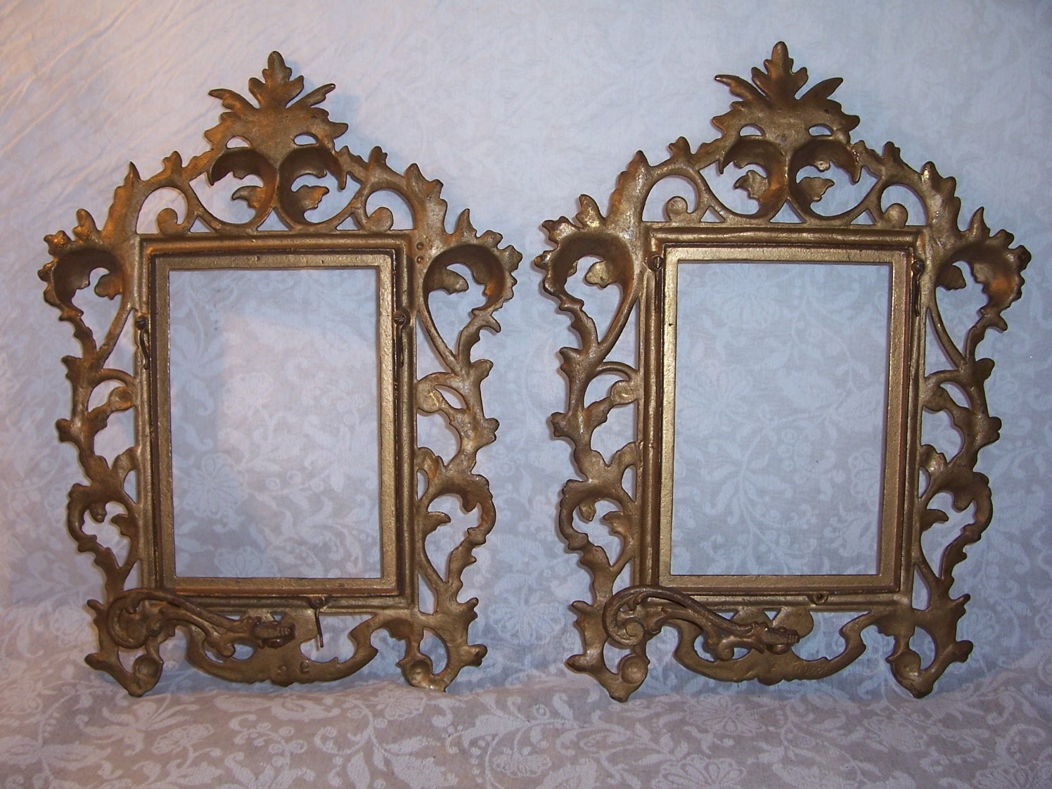 Antique Pair of Brass Picture/Photo Frames Victorian Era