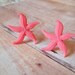 C O R A L - Coral Red Pink Starfish Beach Silver Post Earrings