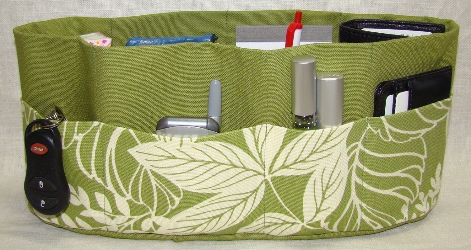 PURSE ORGANIZER INSERT WITH ENCLOSED BOTTOM / Green Leaves