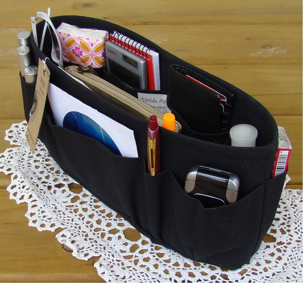 Black / Purse insert ORGANIZER SHAPER / STURDY by DivideAndConquer