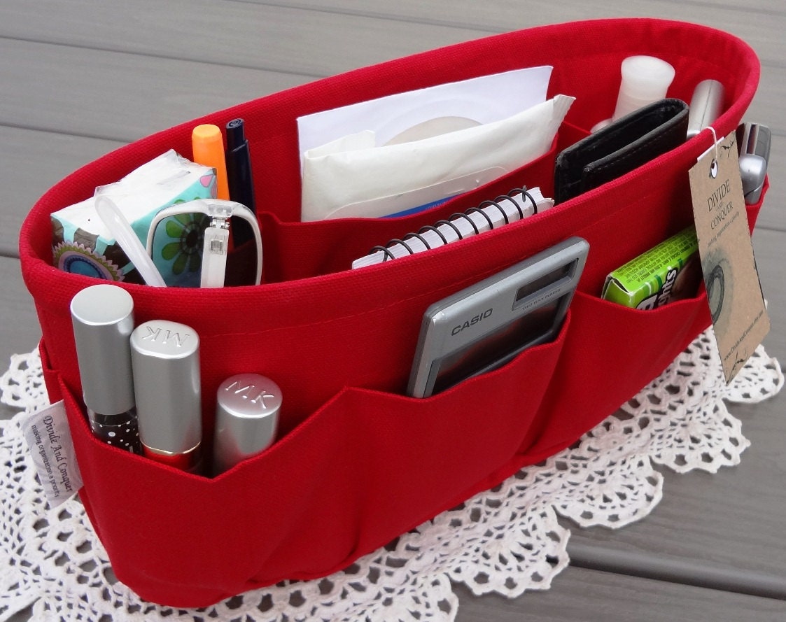 Red / Purse ORGANIZER insert SHAPER / Bag by DivideAndConquer