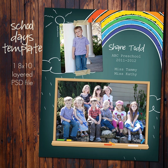 School Class Photo Template 8x10 Photoshop File