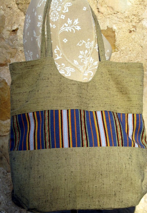 Heavy Duty Linen Cotton and Handwoven Wool Tote