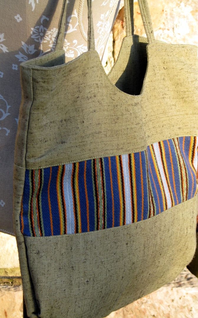Heavy Duty Linen Cotton and Handwoven Wool Tote