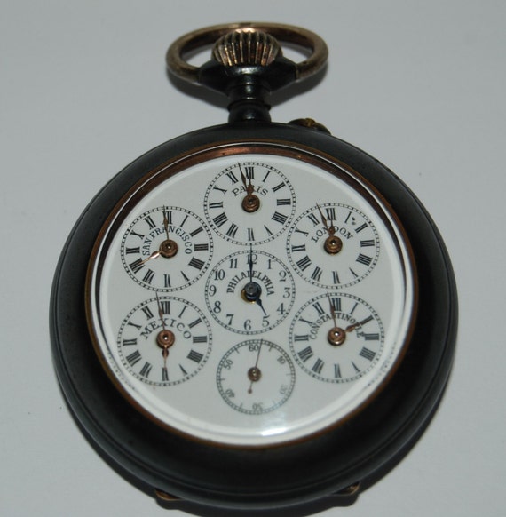 Items Similar To Antique Acier Garanti Captain s Pocket Watch With Multiple Time Zones On Etsy