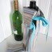 Wine Bottle Gift Bag - Business Gift Bottle Bag Upcycled Shirt - Turquoise Striped Shirt